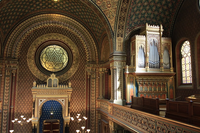 Inside of a synagogue in the jewish quarter of Prague